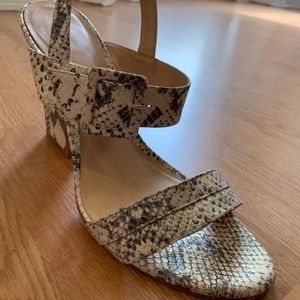 Faux snakeskin high heel sandals